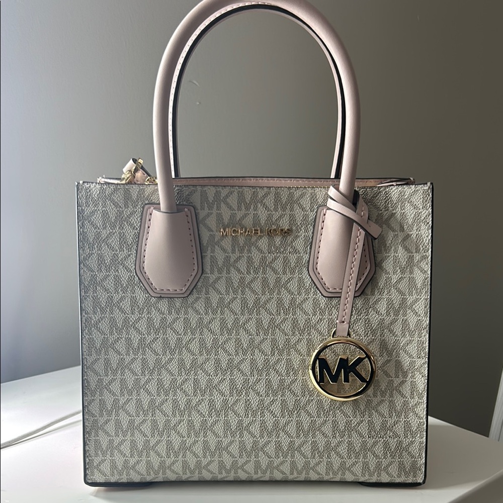 Michael Kors Monogram Tote Bag - Gray and Pink